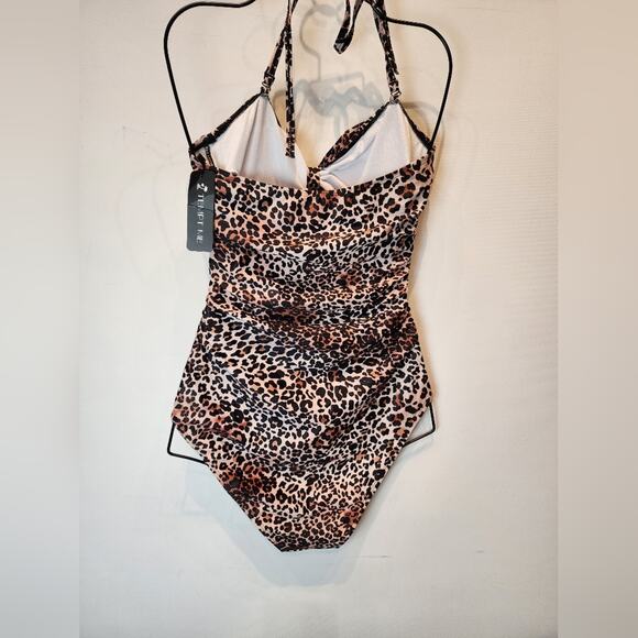 New Cheetah Print One Piece Swimsuit Animal Print Halter Tie 682 Size M - Picture 5 of 9